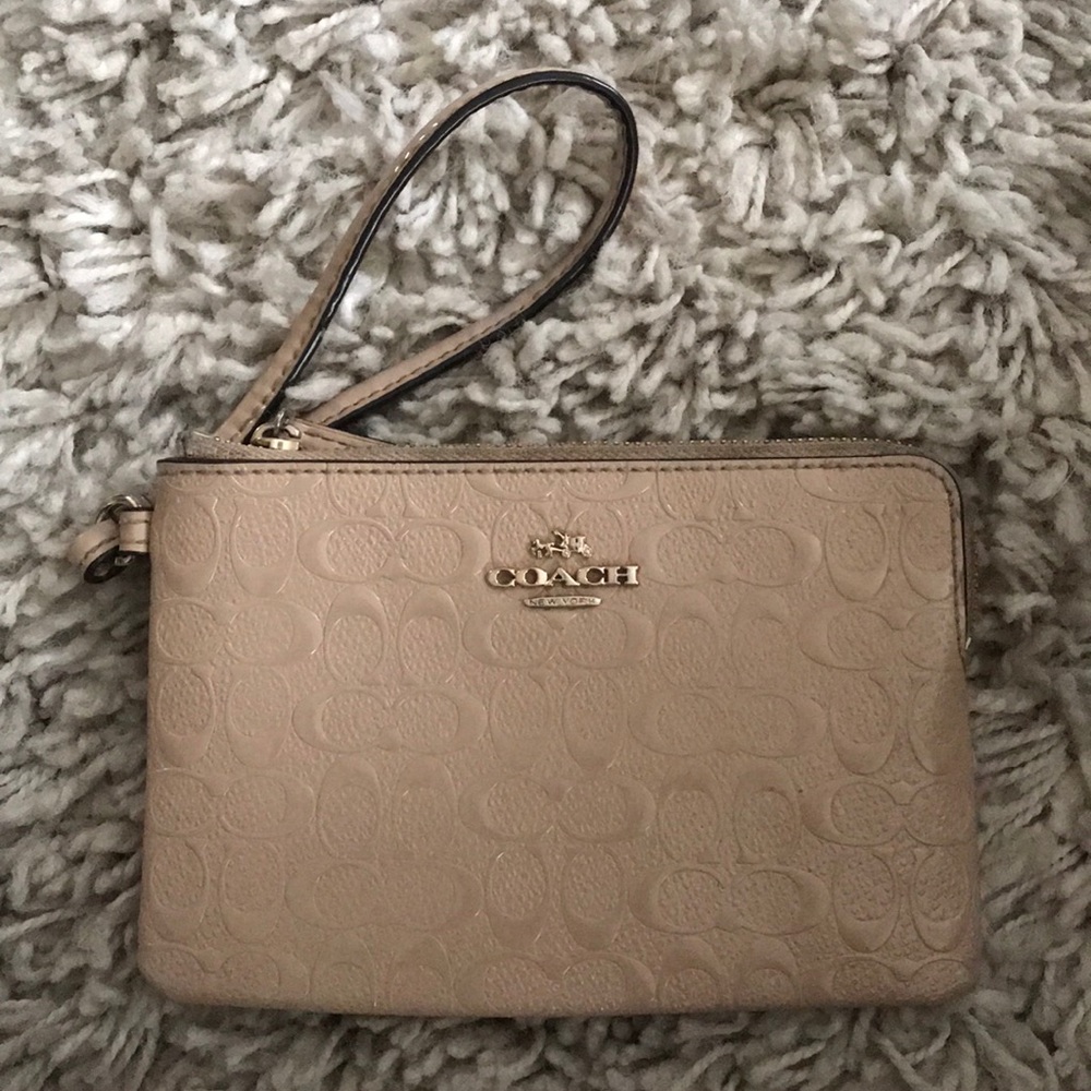 Authentic Tan Coach Wristlet